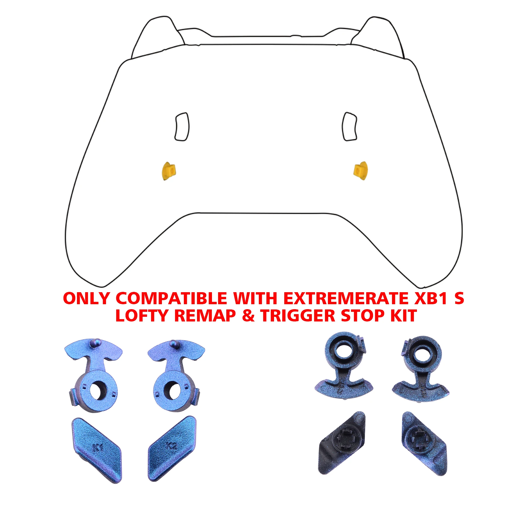 EXtremeRate-Kit de remappage et d'arrêt de certes pour manette Xbox One S X, boutons caméléon, violet, bleu brillant, palettes K1, K2, LOFTY