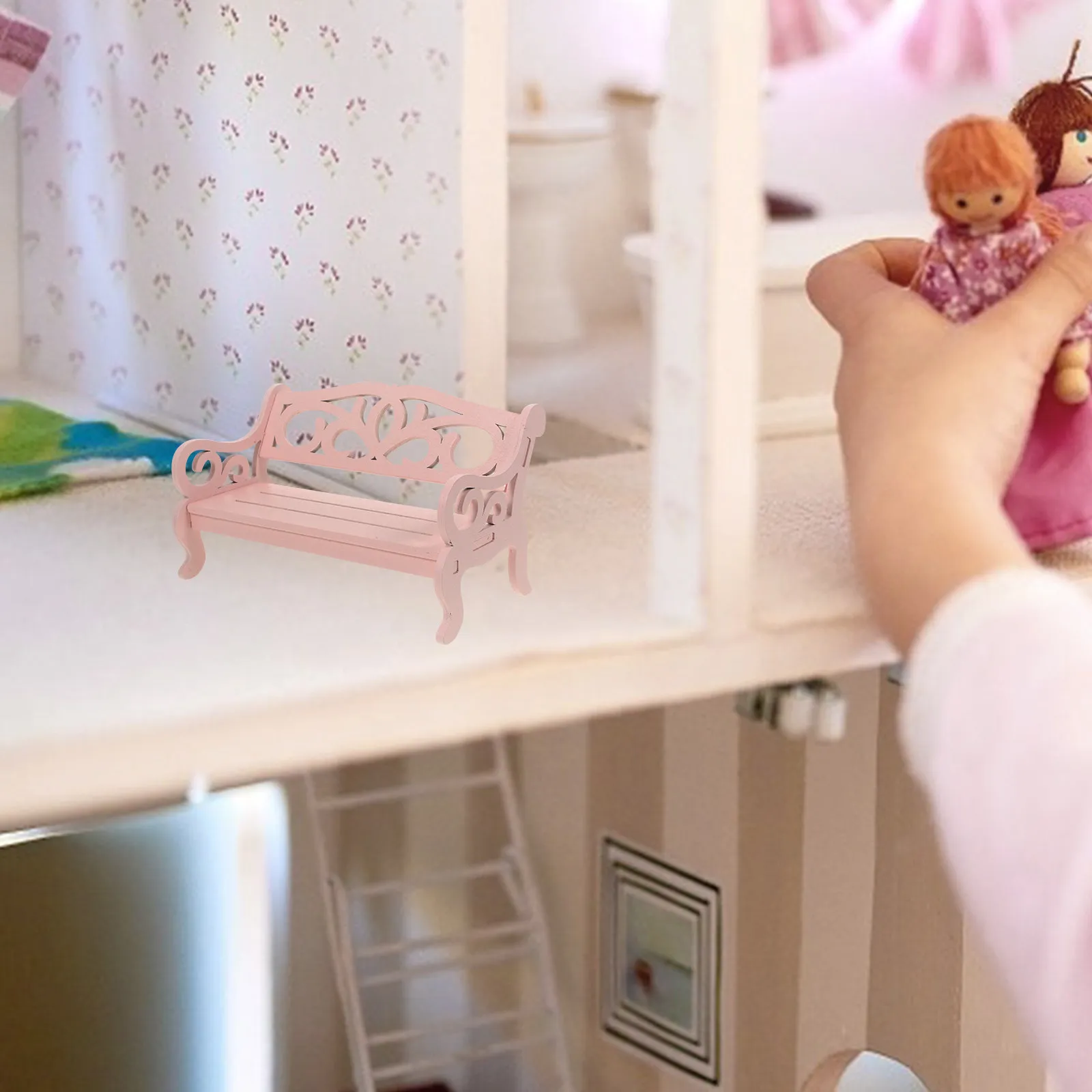 

2Pcs Adorable Mini Chair Decor for Miniature House Delicate Wear-Resistant Furniture Lightweight Small Chair Decor Natural