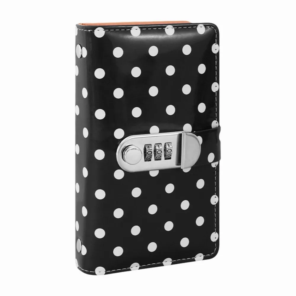 PU Leather Cash Savings Binder 100 Pockets Polka Dot Design Cash Envelope Savings Book with Combination Lock