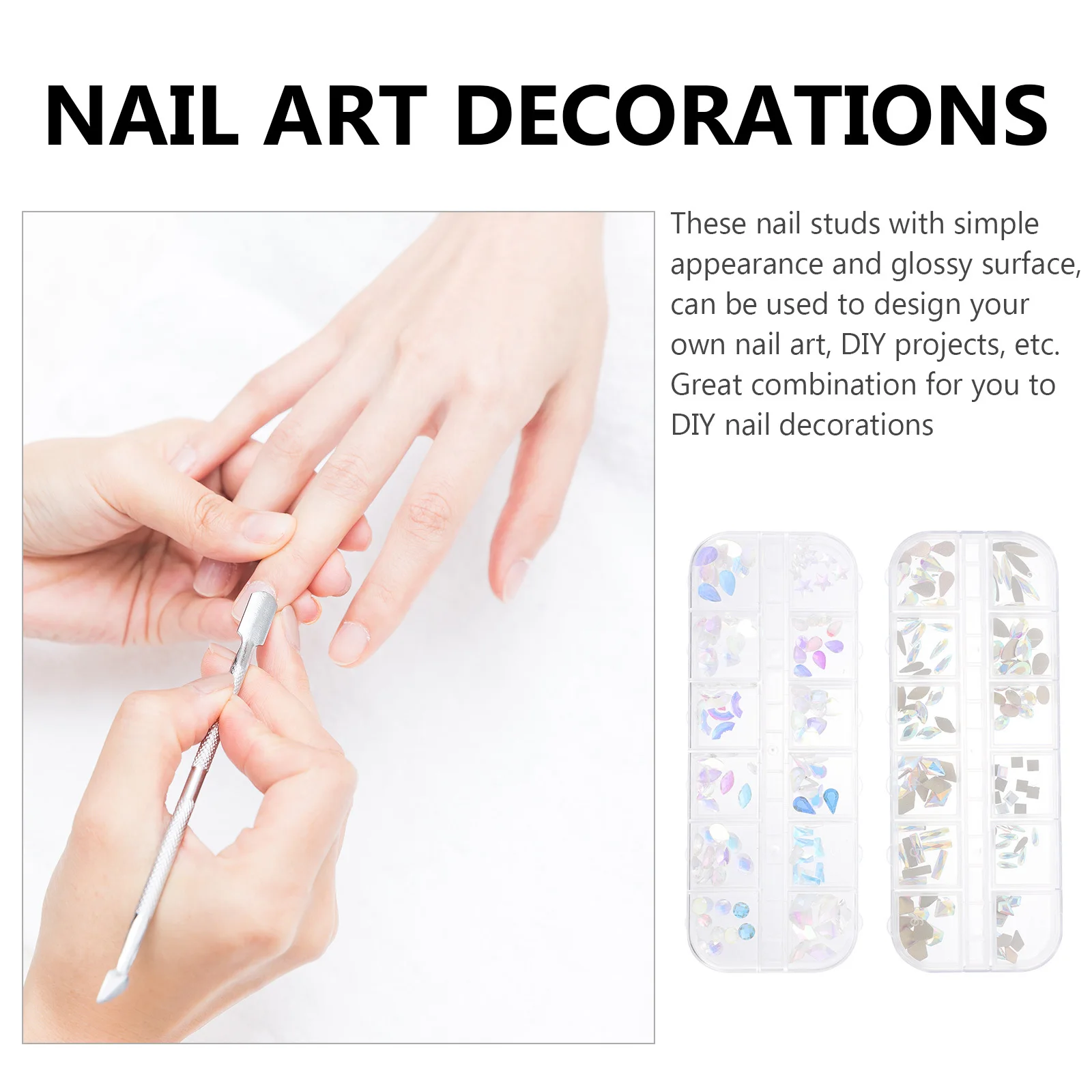 

2 Boxes Studs Exquisite DIY Nail Art Charms Fashionable Manicure Accessories for Stage Performance Fancy Dress Party