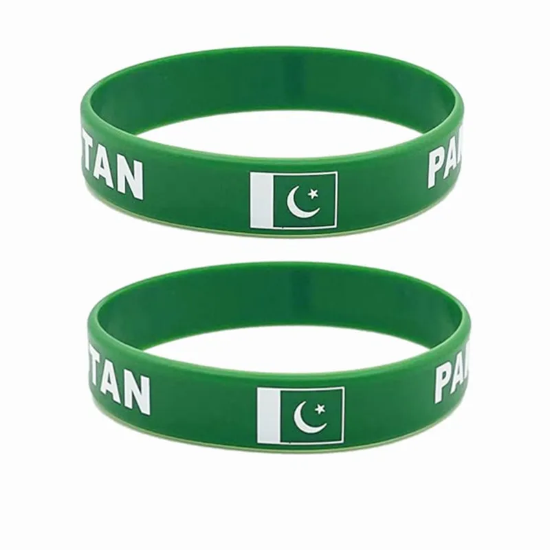 2pcs Pakistan Flag Silicone Bracelets Sports Game Wristbands National Wrist Strap for Men Women Rubber Band Fashion Accessories