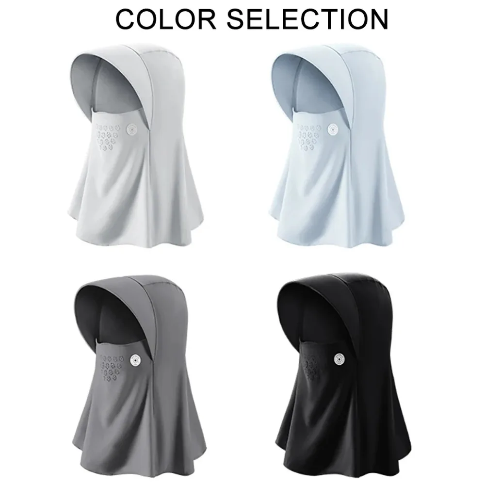

Adjustable Full Face Visor Hat Sunscreen with Hair Hole Sun Protection Mask UV Protection Solid Color Ice Silk Mask Outdoor
