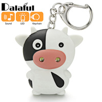 Cute LED Cow Cattle Keychain with Sound Flashlight Mini Fun Toys for Kids Animal Keyring Children Gift Key Chain K390