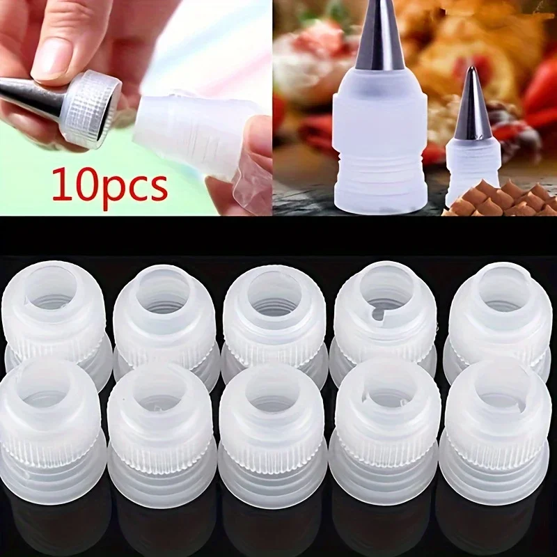 

10Pcs Small Cake Decorating Nozzle Converter Set,Food Safe Nozzle Adapters for Pastry, Baking and Kitchen Tools,Durable Plastic
