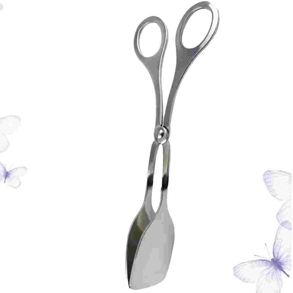 

Salad Scissor Tong Bread Tongs Food Clip Scissors Pliers Toast Kitchen Stainless Steel