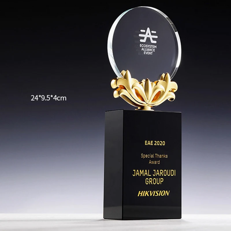 

Customized Bauhinia Blooming Crystal Trophy, Photos Color Printing, Creative Employee Annual Meeting Award, Home Decoration, 1Pc