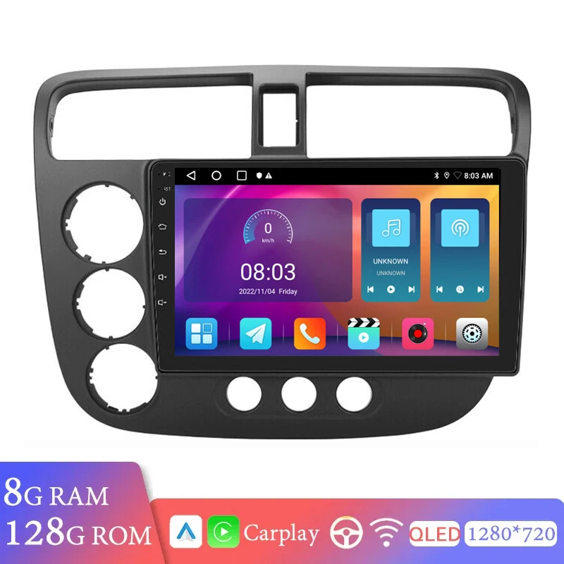 

Автомагнитола для Honda Civic 2000 2001- 2006 Android13, автомобильное радио, мультимедийный плеер, GPS-навигация, Авторадио, беспроводное автомобильное головное устройство Carplay