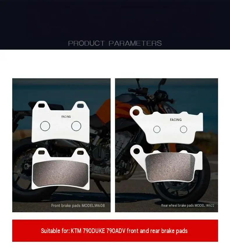For KTM 790 ADV Carbon Copper Based Brake Pads 50% Copper Content Stable Friction Slotted Fast Heat Dissipation Disc Brake Pads