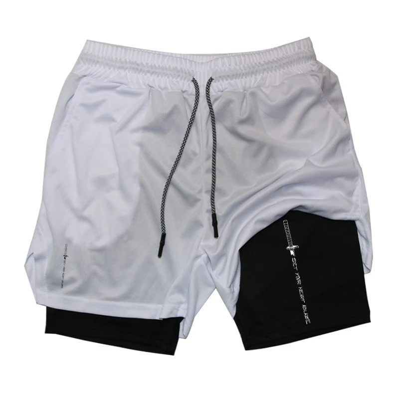 Workout Running Shorts Men Sporty Quick Dry 2-in-1 Shorts with Phone Pocket Loose Casual Towel Loop Summer Gym Shorts Activewear