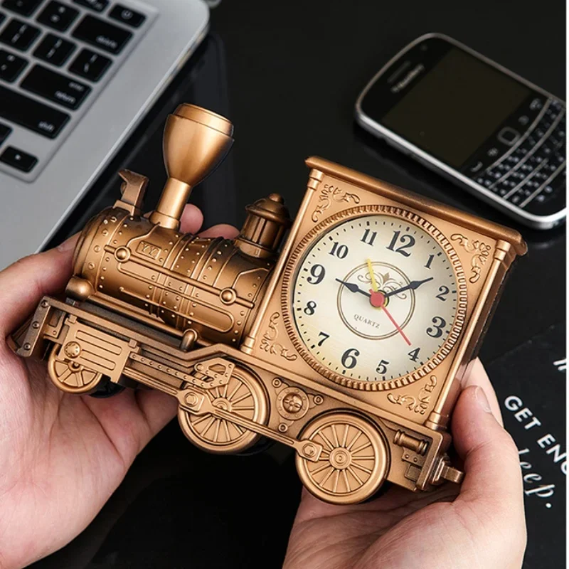 Reloj de escritorio americano para dormitorio, modelo de tren Vintage, relojes de mesa para sala de estar