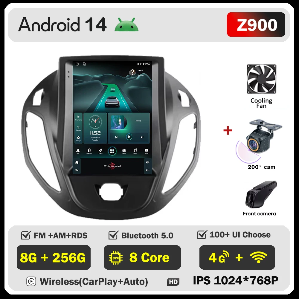 Android Auto Radio Voor Ford B-Max Transit Courier Tourneo 2012-2018 Carplay Navigatie GPS Carplay Multimedia Speler Geen 2din