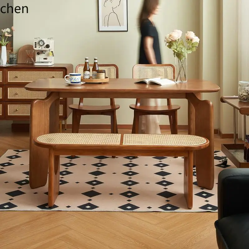 ZMLSolid Wood Dining Table and Chairs Small Apartment Living Room Dining Table Desk Dual-use Workbench Rectangular Simple Modern