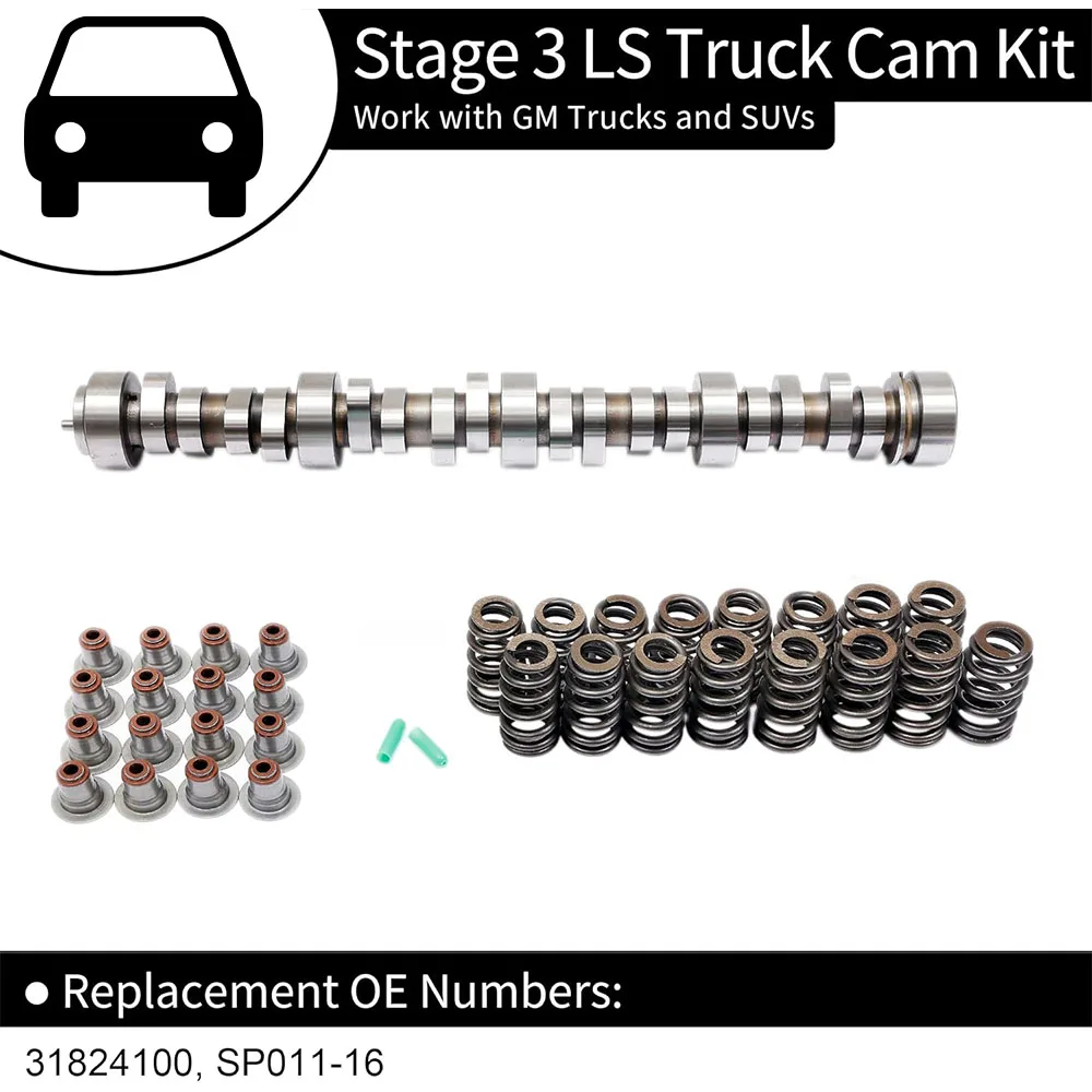 Stage 3 LS Truck Cam Kit For 1999-2013 GM Equipped 4.8L 5.3L 6.0L 6.2L Engines Camshaft Beehive Springs Hat Valve Seals Pushrods