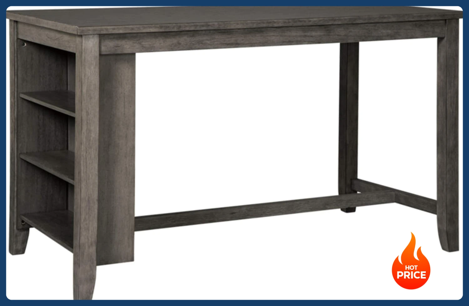 [New Arrival!]Caitbrook Rustic Counter Height Dining Table with Storage, Dark Gray