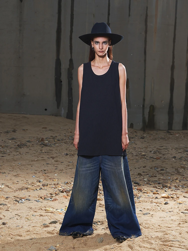 

OkeeMood Loose Texture Svel Tank Top Neutral Color Basic Sle Vest for Young Women Summer Season Regular Length