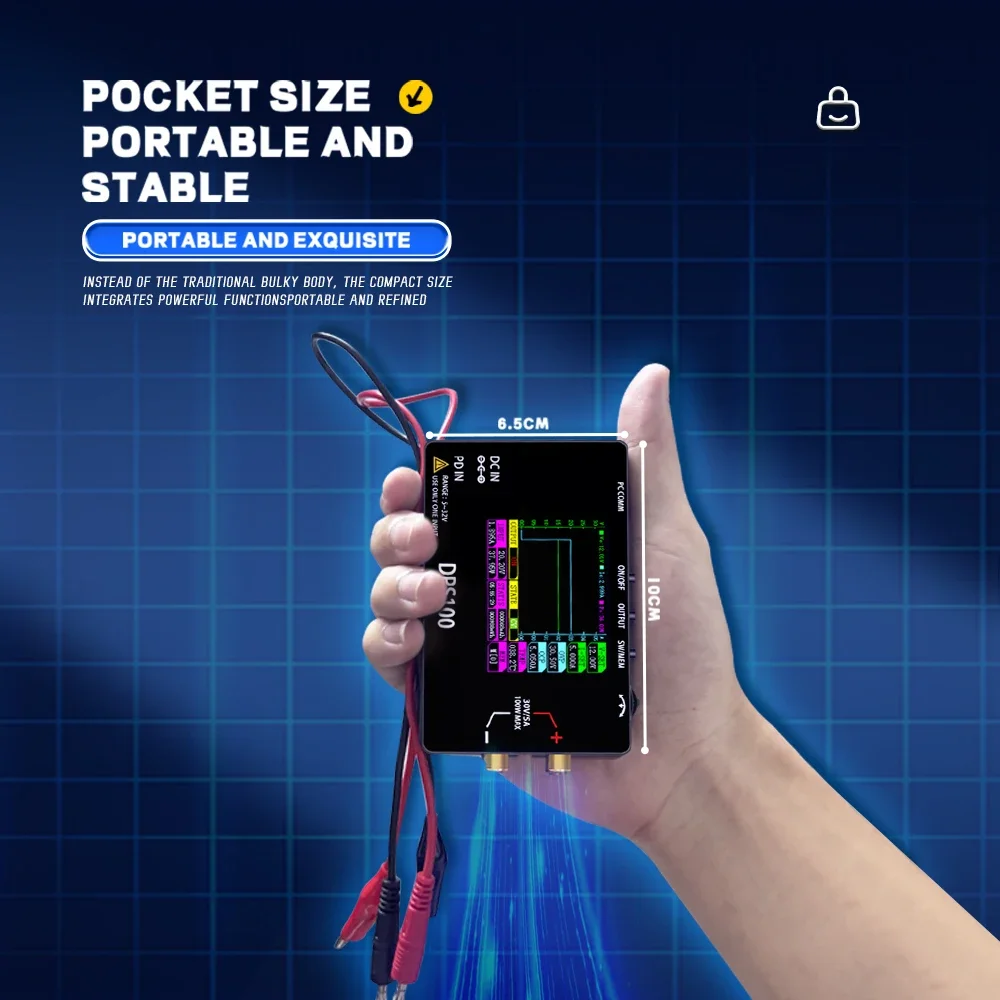 

DPS100 30V 5A Portable DC Power Supply 100W Output Digital CNC Adjustable DC Stabilized Power supply Type-C DC Input Port