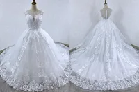 Brides Wedding Dress V-neck Luxury Lace Wedding Gown With Train Classic Ball Gown Plus Size Customized Vestido De Noiva - Image 2