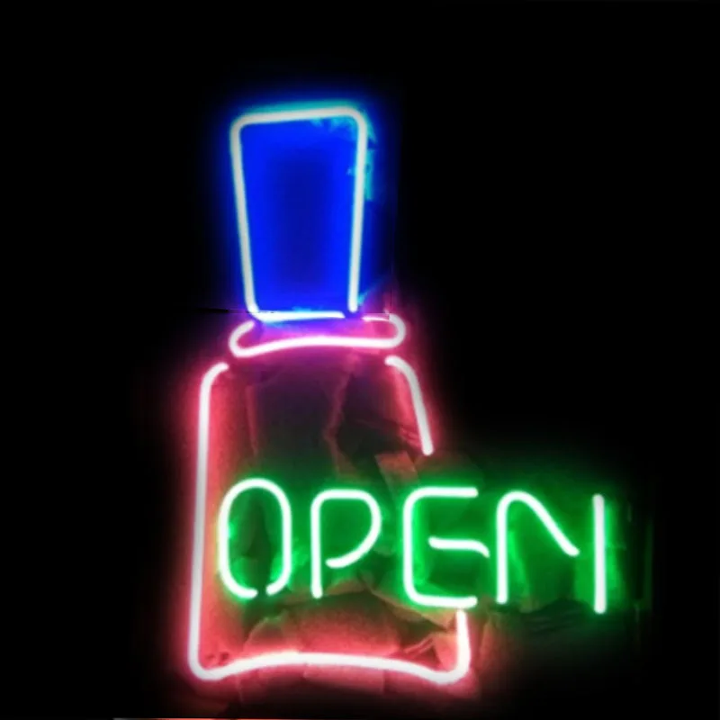 Nail Open Salon Neon Sign Light Room Wall Hanging Handcraft Artwork Anime Room Shop Decor Vintage Indoor Light Lamp Glass Window