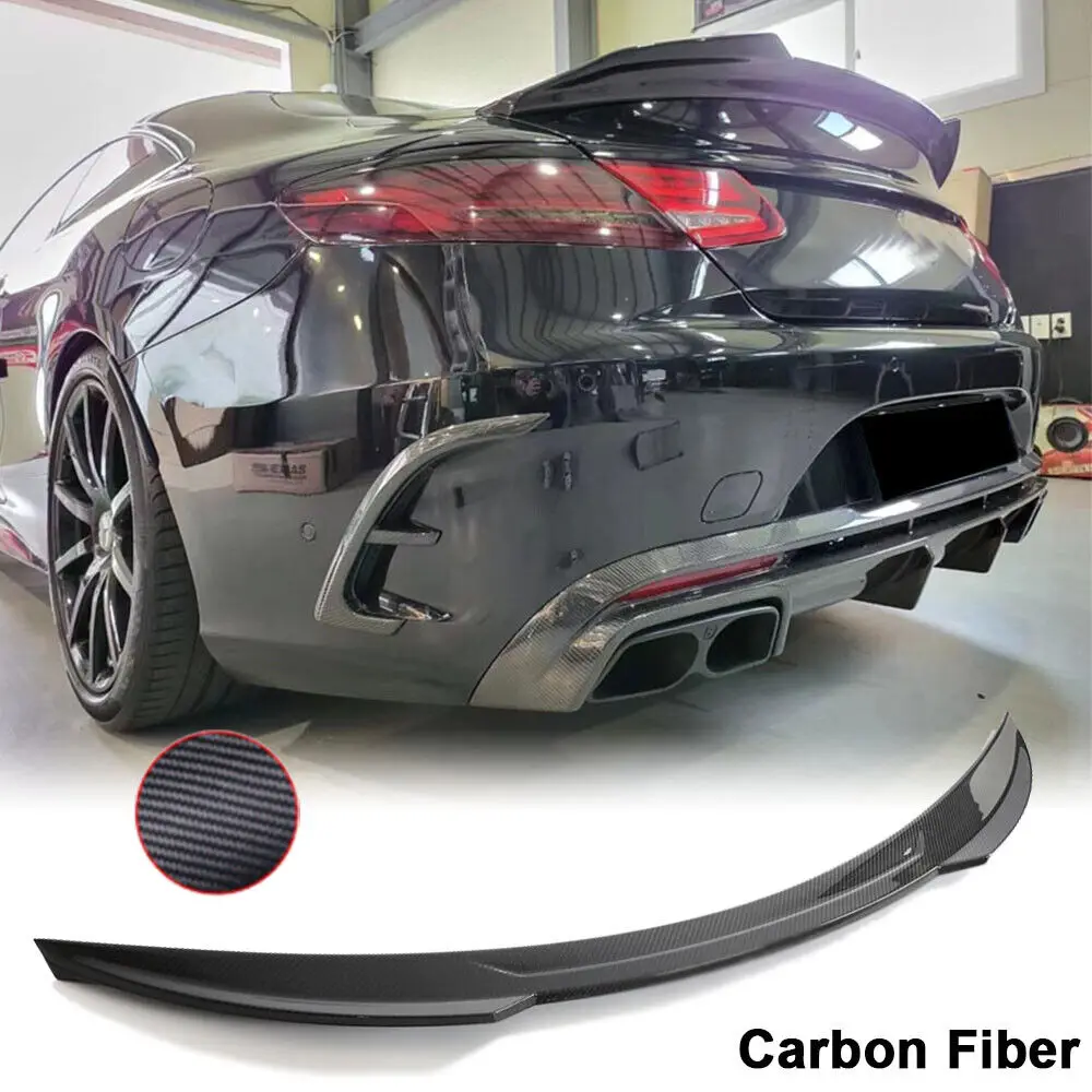 Custom made Carbon Fiber C217 Rear Trunk Spoiler Wing Ducktail Highkick forMercedesBenz S Class W217 AMG S500 S550 Coupe 2014-18