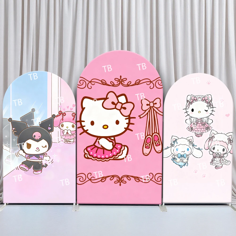 

Sanrio Hello Kitty Ballet Style Arch Backdrop Cover Graceful Festive Scene For Kids Birthday Baby Shower Photo Booth Background