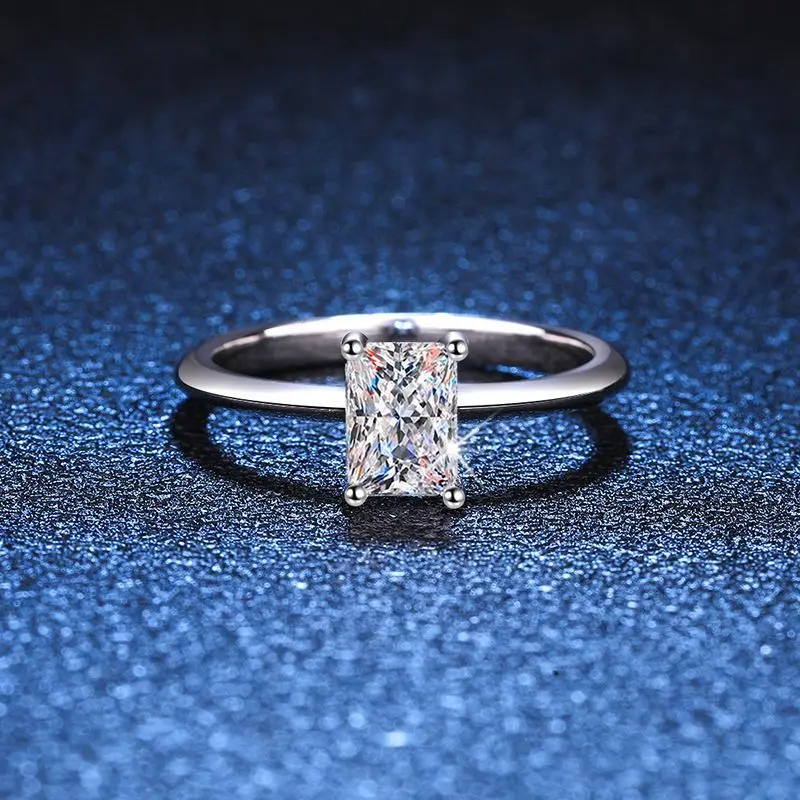 

1 carat moissanite ring, 18K gold set with moissanite diamond fashion ring, women's platinum PT950 imprint