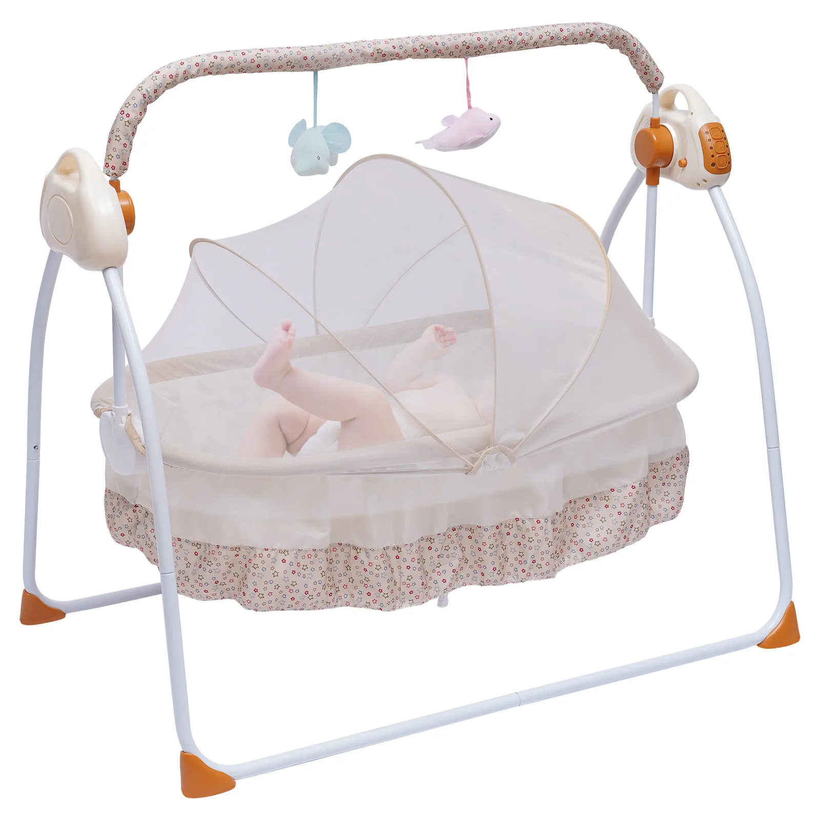 Electric Newborn Baby Auto Swing Cradle Rocking Chair Crib Sleep Bed&Bluetooth