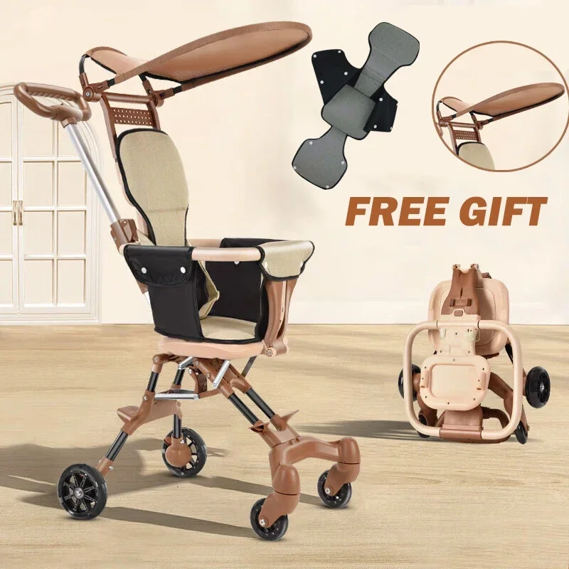 

Baby Stroller for Toddler One-click Folding Lightweight Stroller Two-ways Baby Strolling Cart with Canopy Swivel Front Wheel