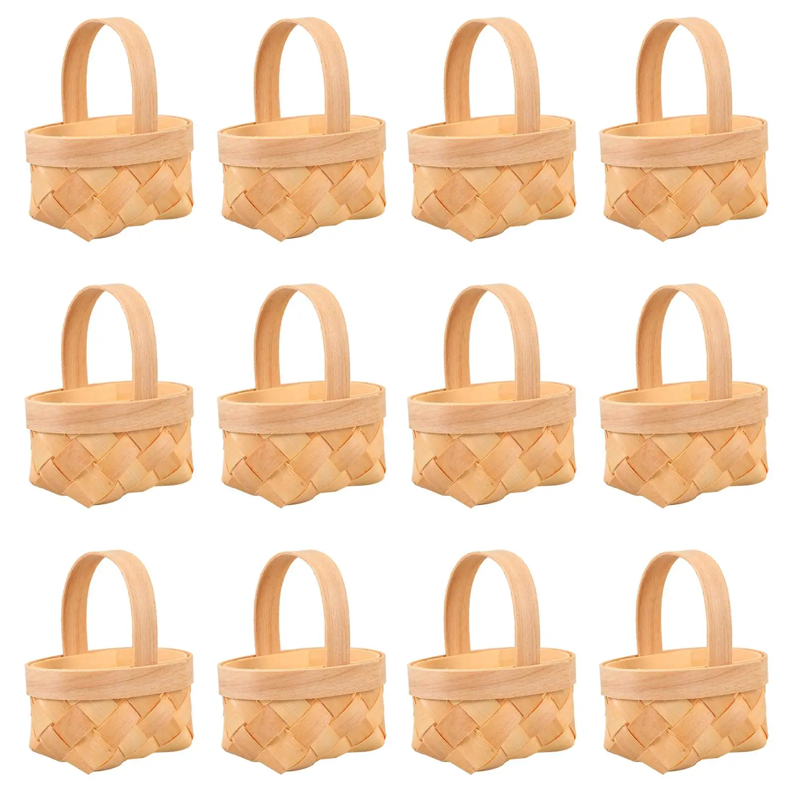 

20 Pcs Woven Baskets Wood Chip Candy Hamper for Gifts Toy Small Wedding Supplies Khaki Kids Child