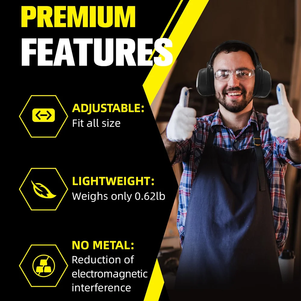 ZOHAN سلامة غطاء للأذنين المدافعين عن الأذن طوي حماة السمع NRR 28dB الحد من الضوضاء سماعة لقطص التوحد غطاء العمل