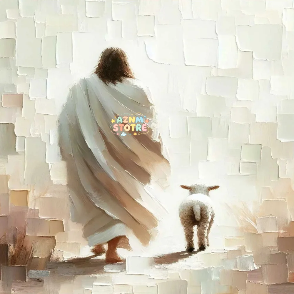 (2D canvas painting)  Walking on Water/Shepherd Jesus Christian Poster Canvas Painting Bible Wall Art Picture for Living Room