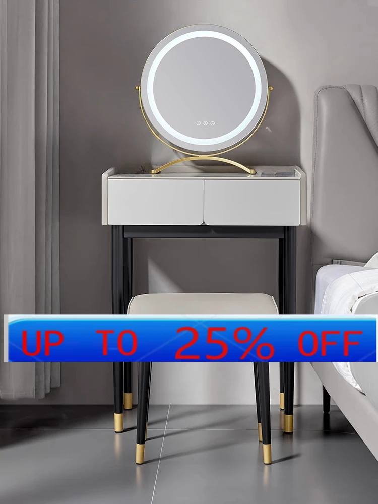 

LTT Italian minimalist rock slab dresser cabinet storage with makeup mirror bedroom medium and small apartment furniture