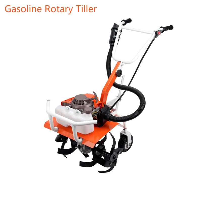 Small Agricultural Gasoline Rotary Tiller 2  stroke Micro-tiller Home Hoe Weeding Loosen Soil Open Ditch Plow