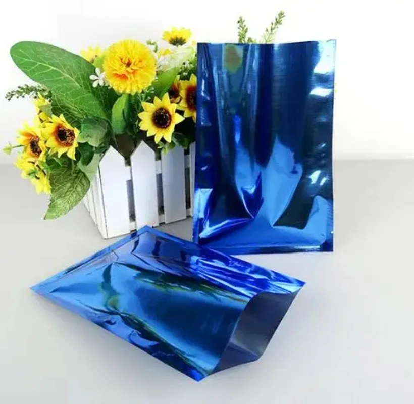 200pcs/lot facial mask bags-8*12cm Blue aluminium foil flat bag, aluminized mylar heat sealable powder plain pouch