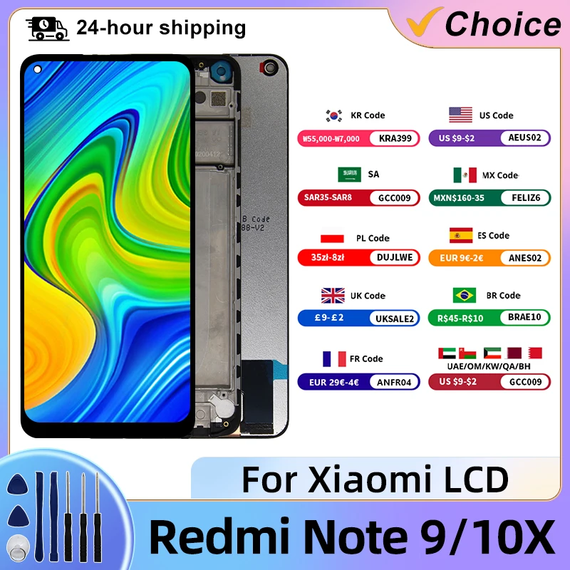 For Xiaomi Redmi Note 9 LCD Display Digitizer Assembly Touch Screen For Redmi 10X 4G LCD M2003J15SC M2003J15SG Display Rarts