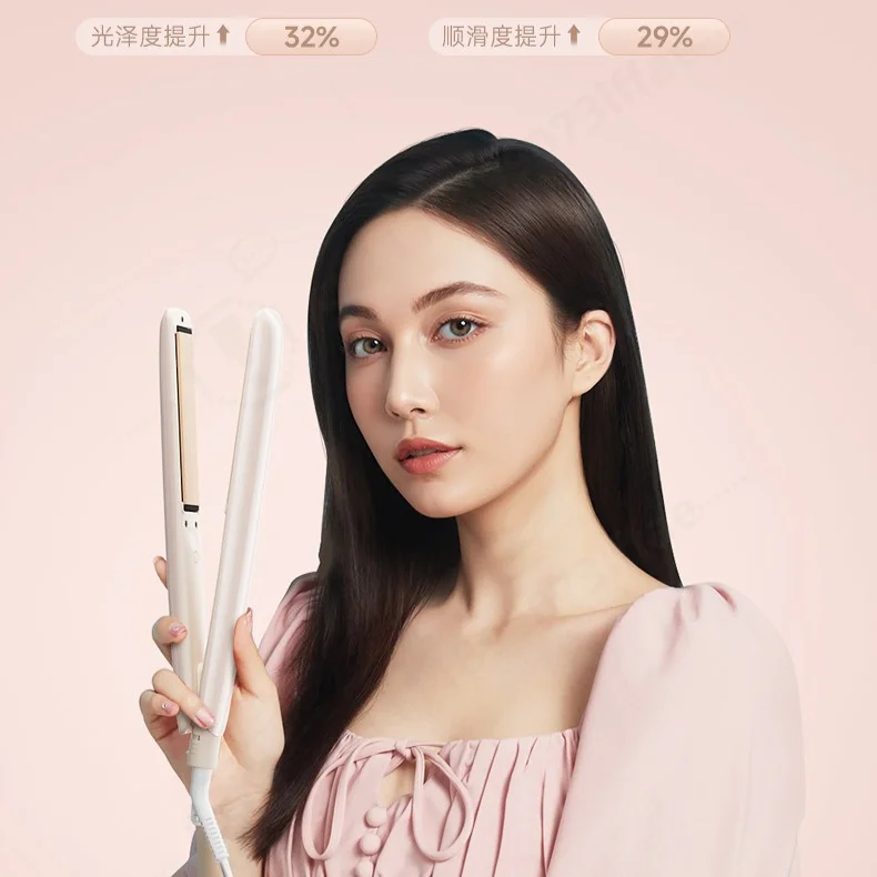 Mini Electric Hair Straightener Negative Ion Essential Oil Flat Iron Curler 2 in 1 Digital Display