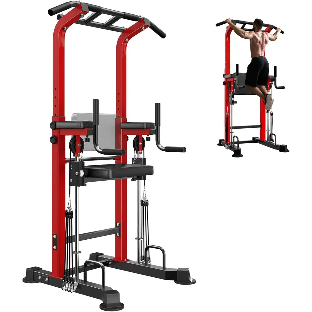 

Турник-стойка с регулируемой высотой, станцией для отжиманий и упором для подтягиваний, оборудование для силовых тренировок всего тела, нагрузка до 150 кг