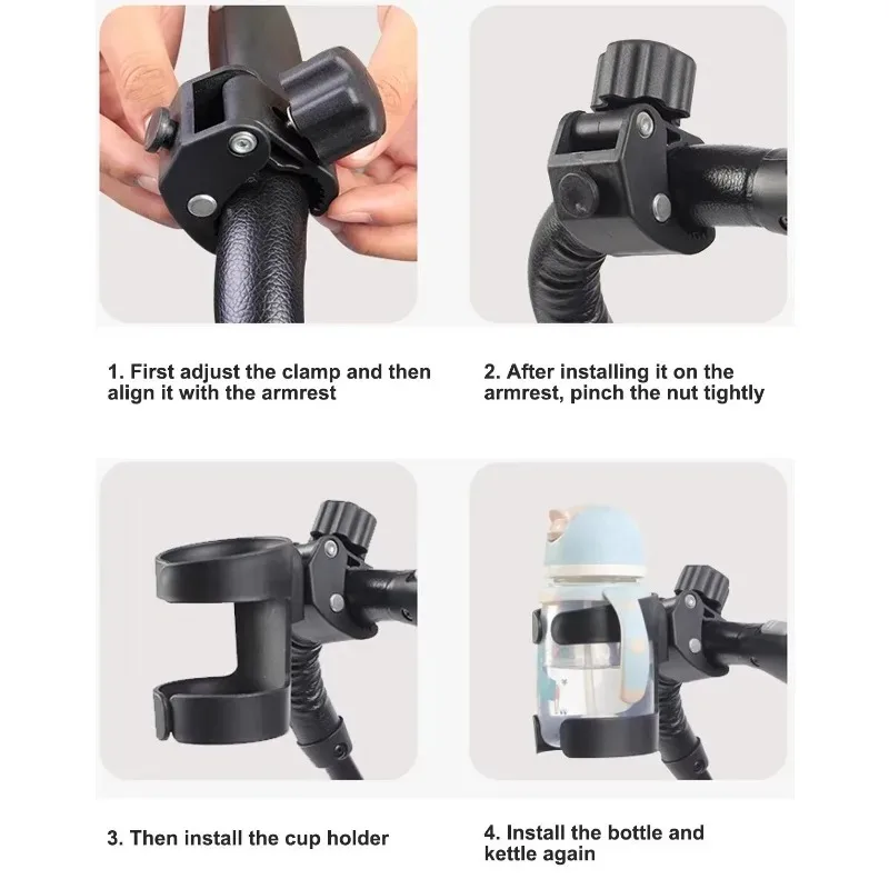 Baby Stroller Water Cup Bottle Holder Baby Stroller Accessories Multifunctional Baby Stroller Cup Holder 2-in-1 Phone Holder