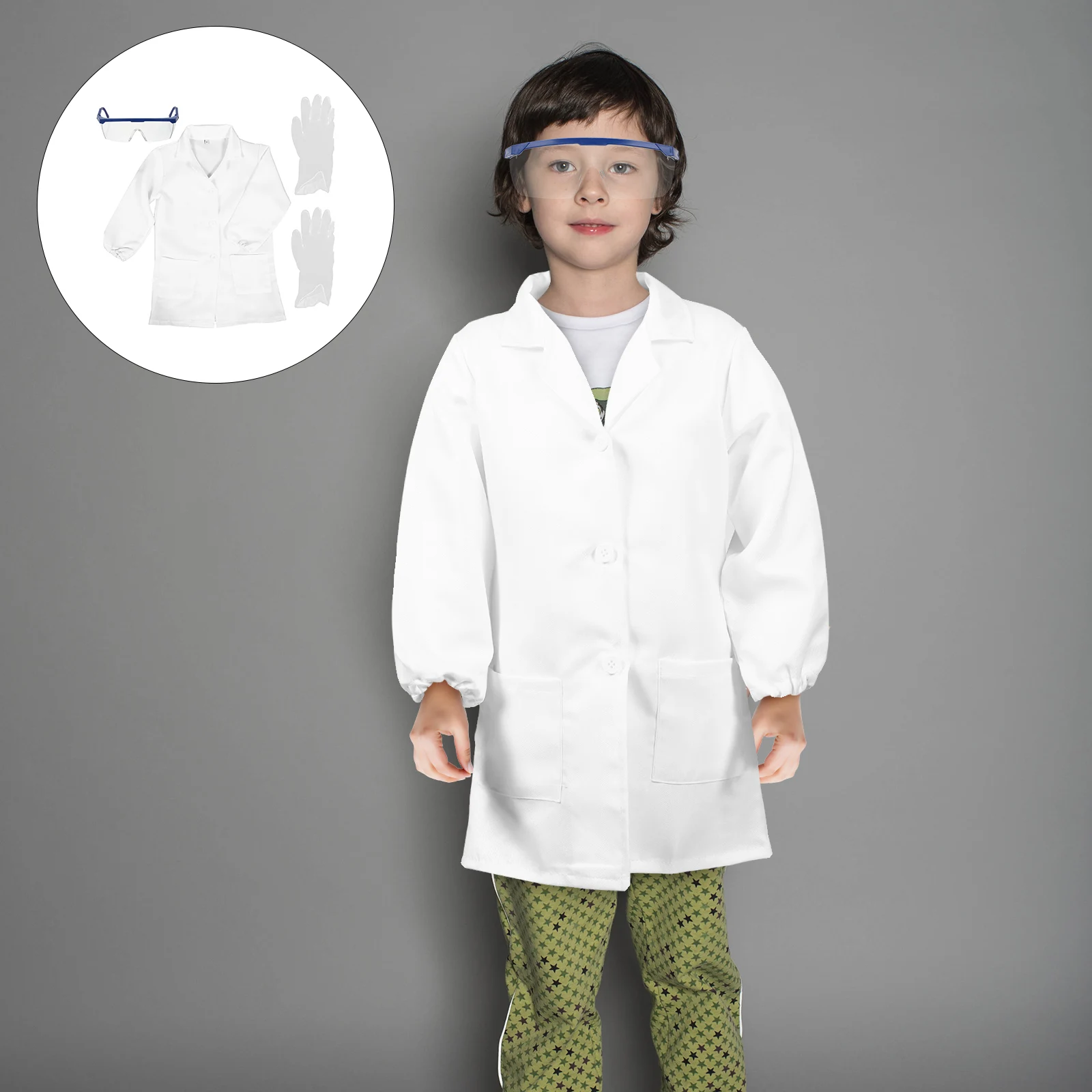 1 Set Kids Wetenschapper Kleding Verkleedkostuum Unisex Lab Kleding Wetenschapper Jas Bril Handschoenen Kids Cosplay Kostuum Accessoires