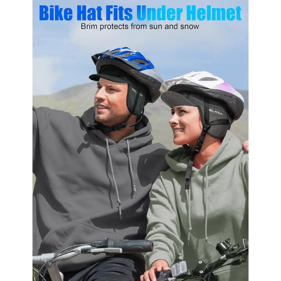 ميلاسا الشتاء الصوف قبعة الدراجات الأذن تدفئة الجمجمة قبعة خوذة بطانة مع الشمس قناع قبعة الدراجة تشغيل قبعة للرجال والنساء