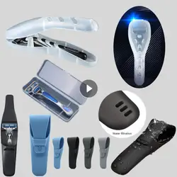 Portable Travel Men's Razor Case Shaving Machine Container Holder Shaver Box Transparent Plastic Razor Blades Storage Box