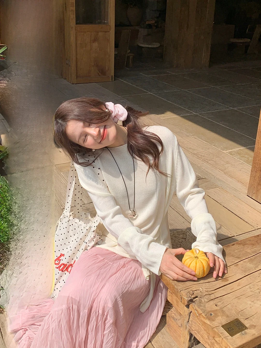 

Women's Soft Style Pure Color Knitted Waist Belted Commute Slimming Design Top Korean Style Straight Tube Long Sleeve