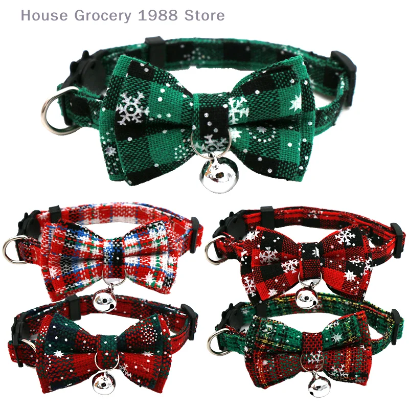 1 pc Christmas Mini Dog & Cat Collar Decoration Detachable Pet Collar Fashionable Exquisite Bow Pet Collar Pet Products