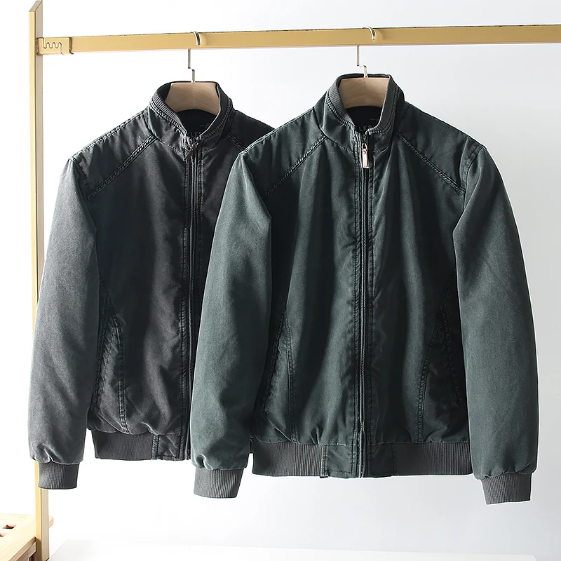 

Зимняя хлопковая куртка с воротником-стойкой для мужчин, модное утепленное пальто на молнии в стиле ретро, американское повседневное теплое пальто