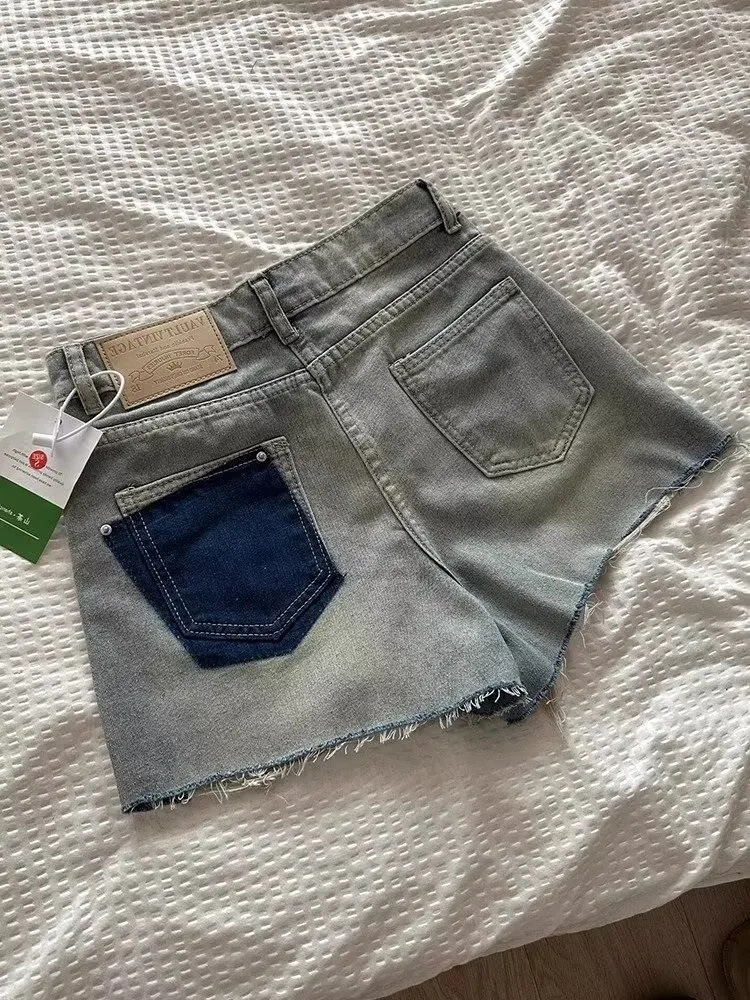 

Короткие джинсы в корейском стиле, уличная одежда, женские повседневные модные мешковатые джинсы с высокой талией, шорты, белые джинсовые шорты, брюки для женщин