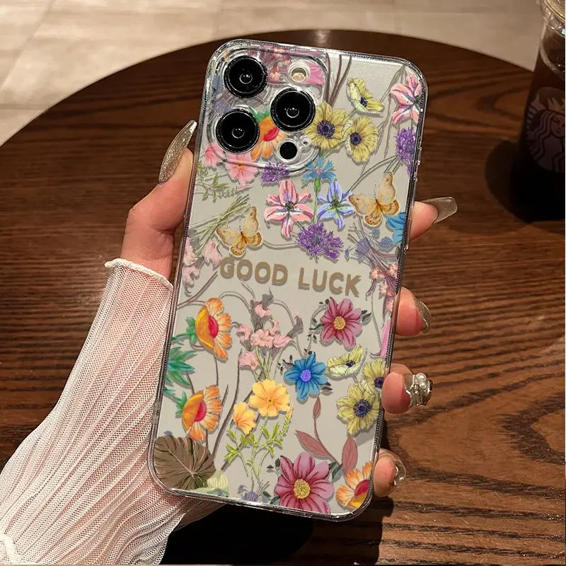 

Butterfly Flower Shockproof Clear Phone Cases For iPhone 15 13 12 11 14 Pro Max Mini XR XS 7 8 14 15 Plus Silicone Bumper Cover