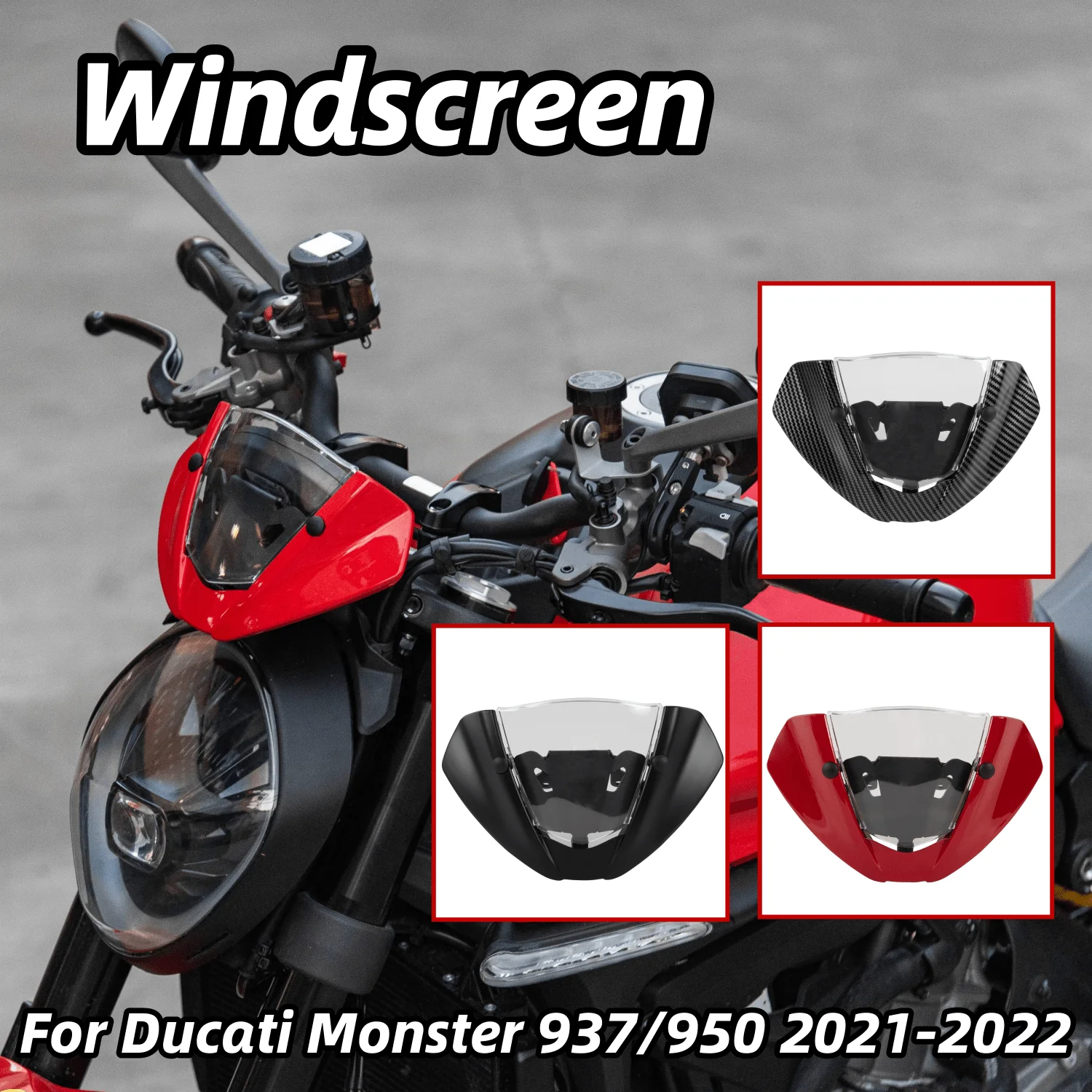 

Motorcycle Windscreen Windshield Fairing With Bracket For Ducati Monster 937 950 2021 2022 Wind Shield Deflector Accessories