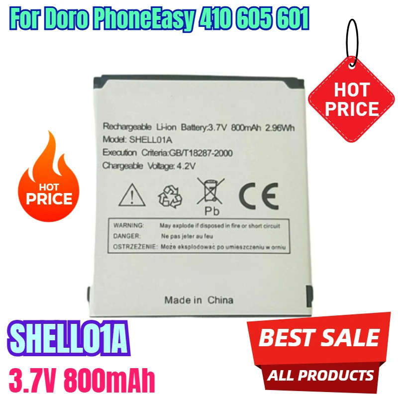 

3.7V 800mAh Mobile Phone Battery SHELL01A for Doro PhoneEasy 410 605 601