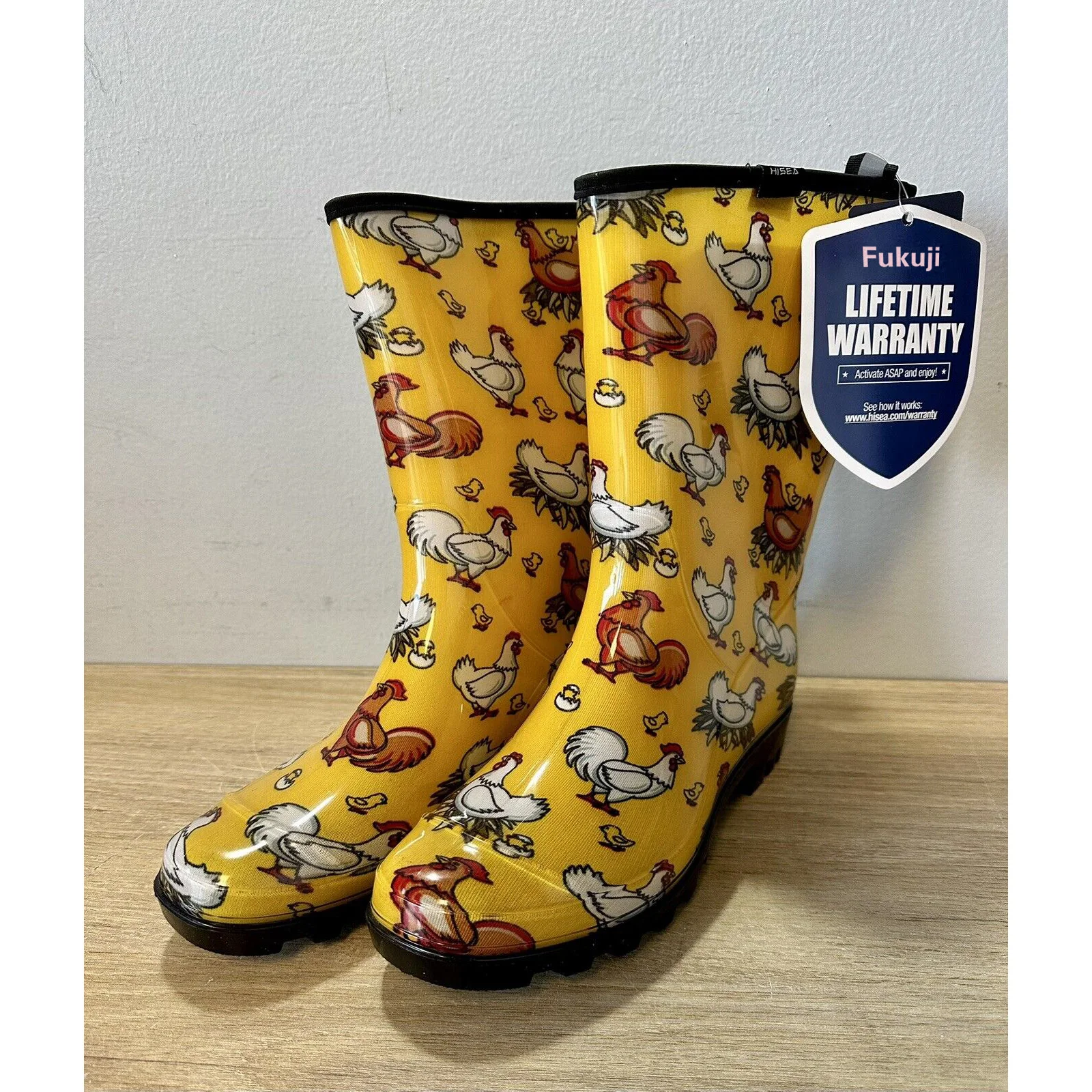 Fukuji-Botas de lluvia impermeables para mujer, botas de trabajo de barro, jardinería, media