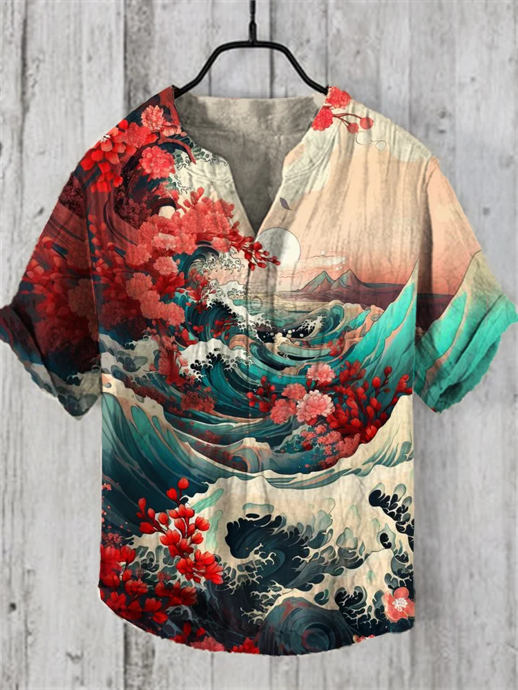 

Vintage Shirts For Mens Henley Shirts Summer Short-Sleeved Tops Oversized Pullovers 3D Print Streetwear Men's T-Shirts S-5XL Tee