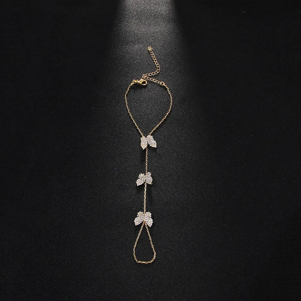 Charming Lady Butterfly Finger Bracelet Chain Y2k High Quality Jewelry Fashion Baroque Rhinestone Hand Accessories Party Gift